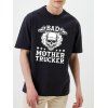 T-Shirt Décontracté Manches Courtes à Col Rond à Imprimé Crâne et Slogan - Noir XXXL