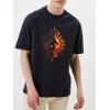 T-shirt Décontracté à Imprimé Lune Celestial Manches Courtes à Col Rond - Noir XXXL
