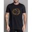 T-shirt Décontracté à Imprimé Lune et Soleil Manches Courtes à Col Rond - Noir XXXL
