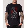 Character and American Flag Print Patriotic T Shirt Short Sleeve Round Neck Casual Tee - BLACK XXXL