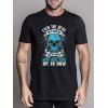 T-shirt Décontracté à Imprimé Slogan Crâne Graphique Manches Courtes à Col Rond - Noir XXXL