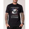 Eagle and Slogan Graphic Print Casual T Shirt Short Sleeve Round Neck Tee - BLACK XXXL