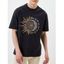 T-shirt Décontracté à Imprimé Graphique Lune et Soleil à Manches Courtes à Col Rond - Noir XXXL