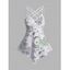 Débardeur Asymétrique Décontracté Croisé à Imprimé Papillon Fleuri Journal à Bretelle Fine - Blanc L