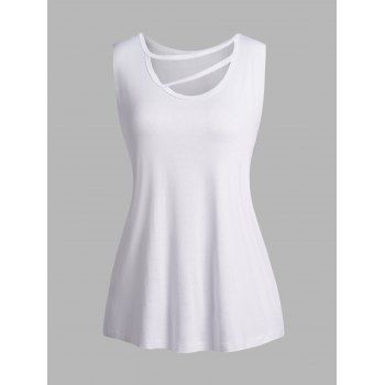

Plain Color Tank Top Cut Out Scoop Neck Casual Tank Top, White