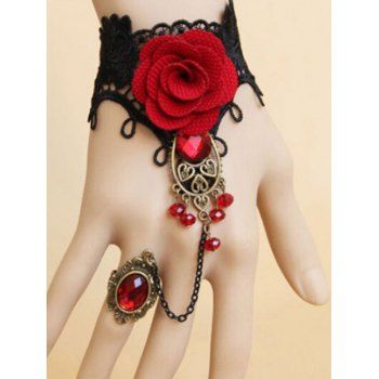 

Gothic Bracelet Rose Lace Faux Gem Vintage Bracelet, Black