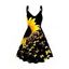 Robe de Vacances Ligne A à Imprimé Tournesol et Papillon Anneau en O de Grande Taille - Noir 5X