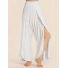 Pure Color Overlap Harem Pants Elastic High Waist Casual Pants - WHITE XXL