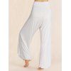 Pure Color Overlap Harem Pants Elastic High Waist Casual Pants - WHITE XXL