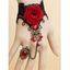 Bracelet en Dentelle Motif Roses et Pierres Fantaisies Style Gothique Vintage - Noir 
