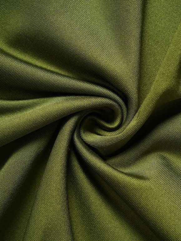 Robe Asymétrique Epaule Dénudée à Manches Courtes Nouée en Couleur Unie à Chaîne à Lacets - Vert profond XL | US 10