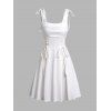 Mini Robe Corset A Line Vintage à Lacets avec Noeud Papillon - Blanc S