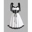 Robe Corset Ligne A en Blocs de Couleurs Gothique à Ourlet en Dentelle - Blanc S