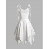 Handkerchief Hem Tied Shoulder Dress Plain Color Sphighetti Strap Casual A Line Dress - WHITE L
