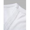 T-shirt Long Simple Panneau en Dentelle en Couleur Unie à Lacets Grande Taille - Blanc L