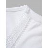 T-shirt Long Simple Panneau en Dentelle en Couleur Unie à Lacets Grande Taille - Blanc 1X