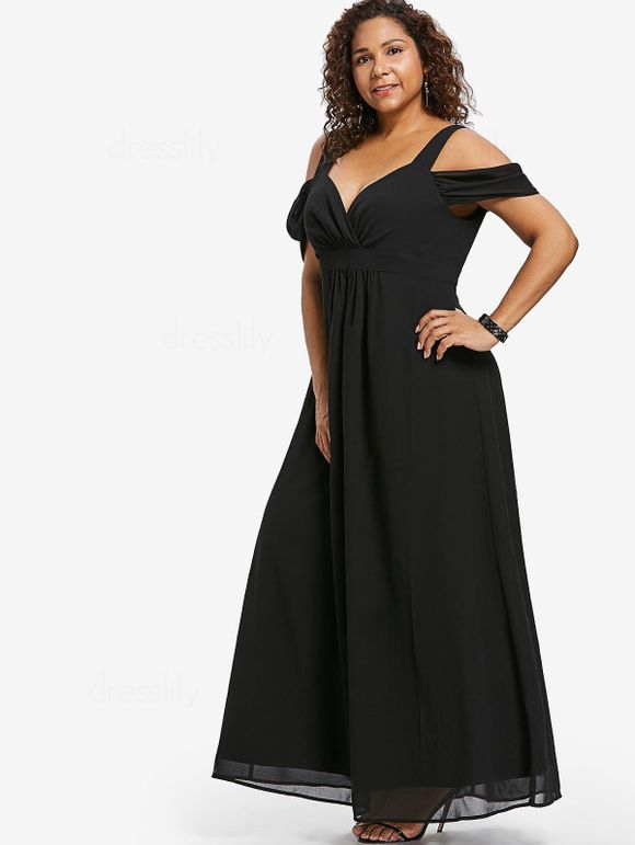Sweetheart Neck Plus Size Empire Waist Maxi Dress - BLACK 2X