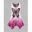 Débardeur Décontracté Asymétrique Contrasté à Imprimé Papillon et Forêt avec Passepoil - Rose clair XXL