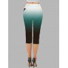 3D Butterfly Print Ombre Capri Leggings Elastic Waist Casual Cropped Leggings - DEEP GREEN XXL