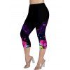 Legging Décontracté Capri Moulant à Imprimé Papillon à Taille Elastique de Grande Taille - Noir 4X