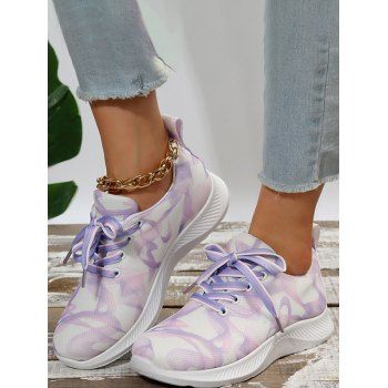 

Abstract Print Breathable Lace Up Casual Shoes, Purple