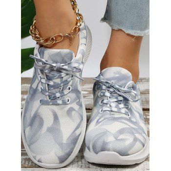 

Abstract Print Breathable Lace Up Casual Shoes, Gray