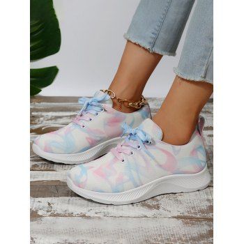 

Abstract Print Breathable Lace Up Casual Shoes, Blue