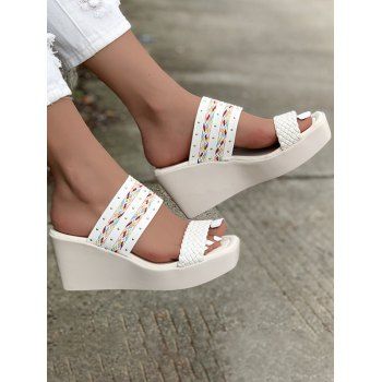 

Square Toe Slip On Casual Outdoor Wedge Slippers, White