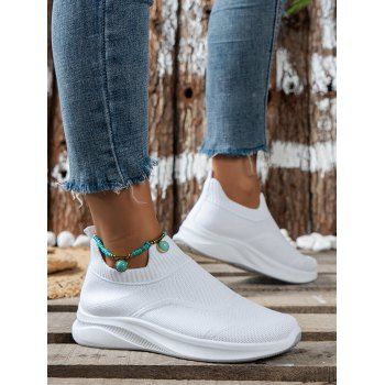 

Plain Color Breathable Slip On Sports Style Casual Shoes, White