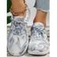 Abstract Print Breathable Lace Up Casual Shoes - Bleu EU 38