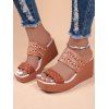 Square Toe Slip On Casual Outdoor Wedge Slippers - Brun EU 39