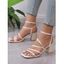 Buckle Square Toe Chunky Heel Casual Strappy Sandals - Beige EU 37