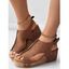 Topstitching Peep Toe Casual Waterproof Wedge Sandals - Abricot EU 37