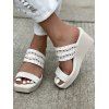 Square Toe Slip On Casual Outdoor Wedge Slippers - Blanc EU 39