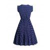 Polka Dot Print Ruffle Dress V Notched Casual Mini Dress - DEEP BLUE L