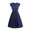 Polka Dot Print Ruffle Dress V Notched Casual Mini Dress - DEEP BLUE L