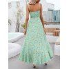 Floral Allover Print Ruffles Dress Adjustable Sphighatti Strap Button Down Asymmetrical Dress - LIGHT GREEN XL