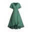 Robe Portefeuille Décontractée à Imprimé Marguerite à Manches Courtes de Cottagecore - Vert profond XL