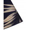 Plus Size Tropical Leaf Print Surplice Dress Fultter Sleeve Smocked Waist Midi Dress - DEEP BLUE 4XL