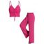 Ensemble Deux Pièces de Débardeur Simple Sanglé et Pantalon Décontracté - Rouge L