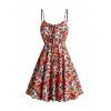 Mini Robe D'Eté Décontractée Courte à Imprimé Florale à Bretelles Spaghetti Nouée - multicolor XL