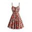 Mini Robe D'Eté Décontractée Courte à Imprimé Florale à Bretelles Spaghetti Nouée - multicolor XL