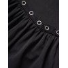 Robe Mi-Longue Mouchoir Gothique Asymétrique à Bretelle Fine en Couleur Unie à Œillet - Noir XL