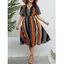 Robe de Cahce-cœur Linge A Fluide Rayée Imprimée Manches Courtes de Grande Taille - multicolor A 2XL