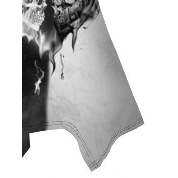 Skull Print Colorblock Tank Top Asymmetrical Hem Lace Casual Top