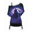 Crow and Witch Print Oblique Shoulder T Shirt and Cinched Ruched Tank Top Set - BLACK XXL