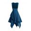 Mini Robe Mouchoir Simple Zippée en Couleur Unie sans Manches à Lacets - Bleu profond M