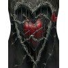 Heart Print Gothic Tank Top Asymmetrical Hem Lace Casual Top - BLACK XXL