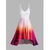 Robe D'été Mi-longue Irrégulière à Imprimé Ombre à Bretelles Spaghetti - Blanc XXL