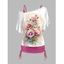 Ensemble de T-shirt à Imprimé Marguerite à Epaule Oblique et de Camisole Simple de Grande Taille - Rose clair 2X